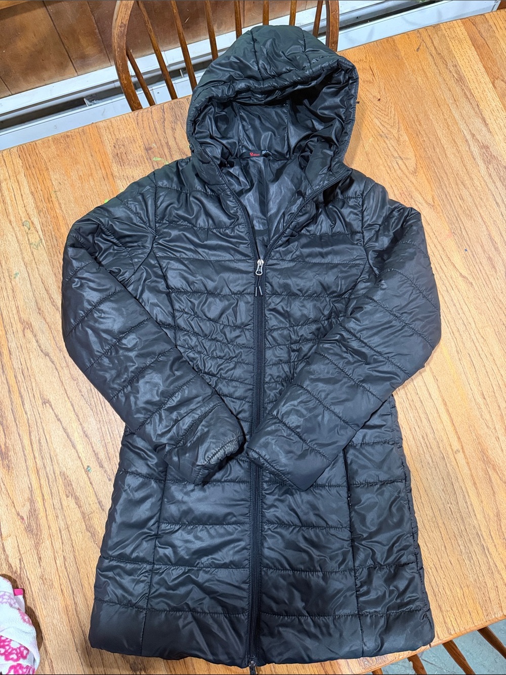Women's Black Hooded Lightweight Puffer Coat